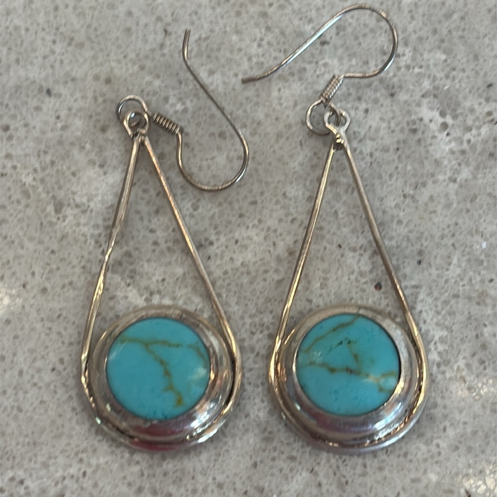 Silver and Turquoise Drop Earrings
